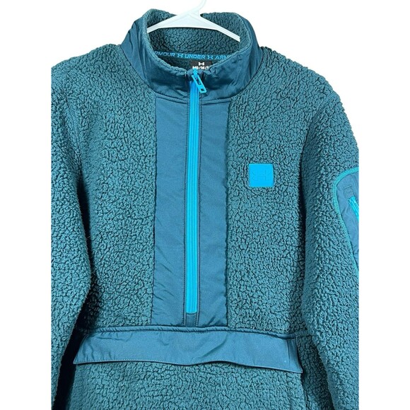 Under Armour Blue Sherpa Fleece Half Zip Jacket Men’s M Warm Outdoor - Picture 2 of 11